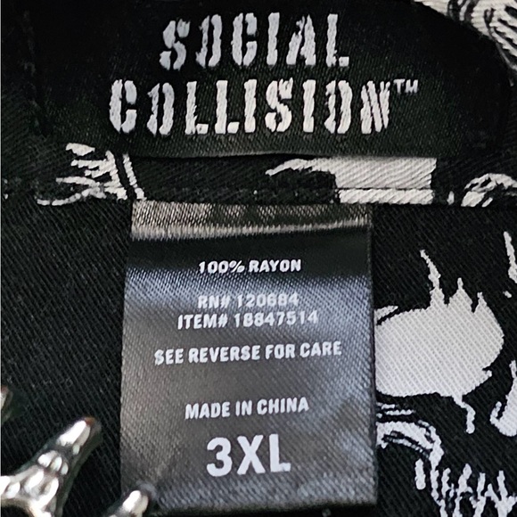 Men’s Social Collision Black Short Sleeve Shirt Size 3XL - Picture 5 of 9